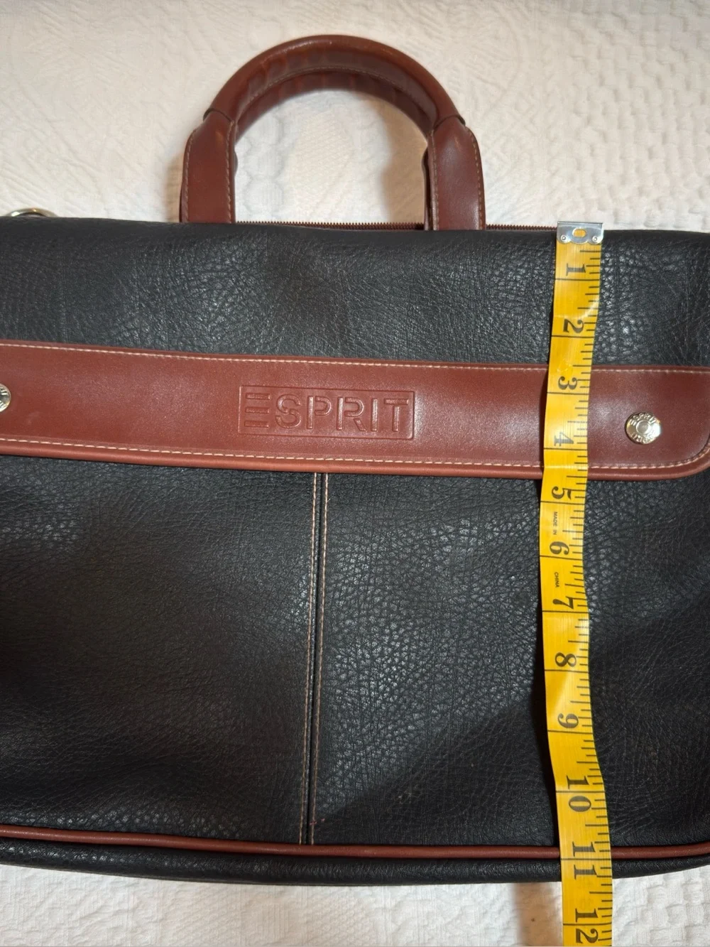 Esprit Briefcase Laptop Bag Black Brown Vintage 90s